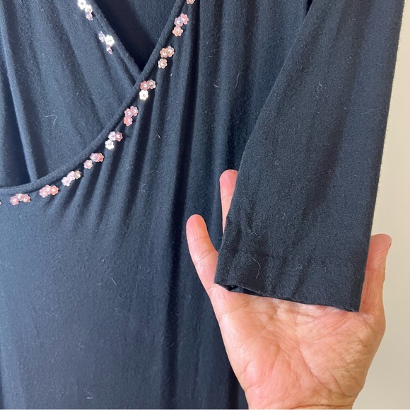 Philip Decaprio Black Sequin Embellished Surplice Dress SZ XS - Picture 6 of 10